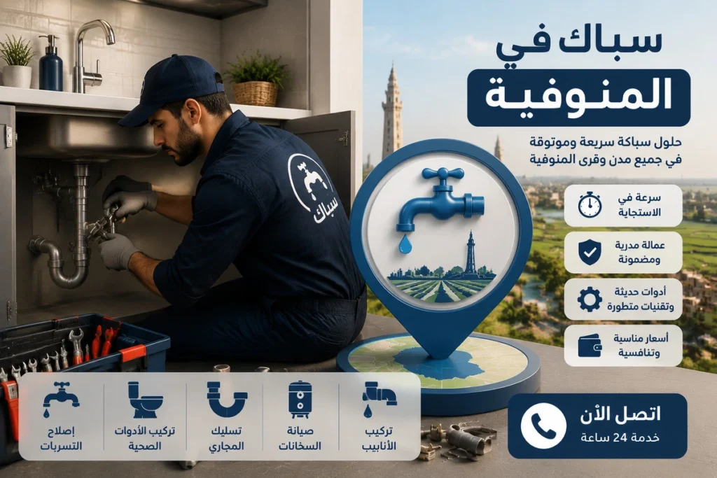 سباك في المنوفية ينهي صيانة أحد الأحواض
